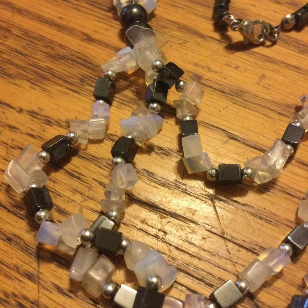 Hematite and opalite necklace